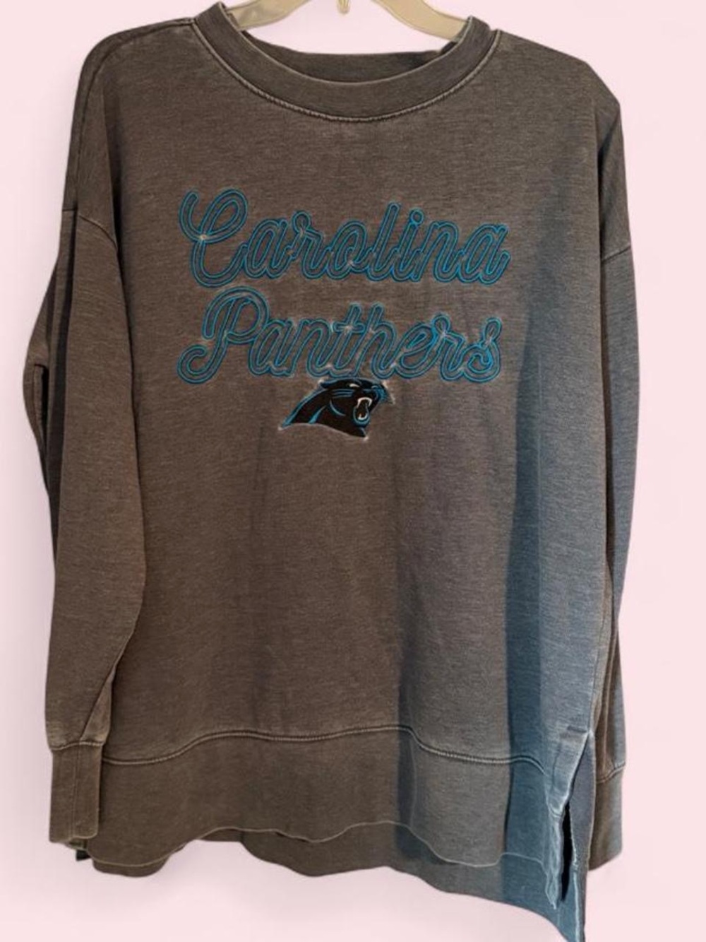 NFL Carolina Panthers Vintage Washed Oversized Crewneck Sweatshirt XL Grey